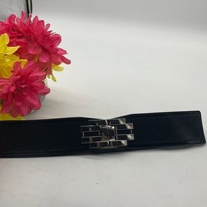 White House Black Market Black Silver Stretchy Elastic belt Sz M